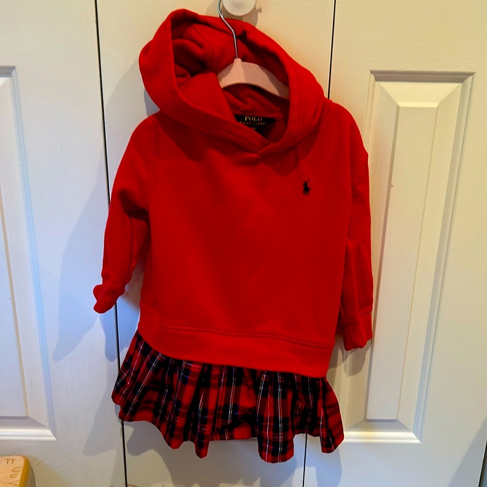Girls red sweater dress one piece